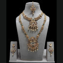 FS Collection Royal Sparkling Pota Stones And Meenakari Double Necklace Set