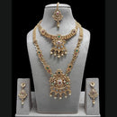 FS Collection Royal Sparkling Pota Stones And Meenakari Double Necklace Set