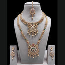 FS Collection Royal Sparkling Pota Stones And Meenakari Double Necklace Set