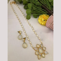 FS Collection Timeless Beauty Crystal Stone And Pearls Long Necklace Set
