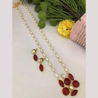 FS Collection Timeless Beauty Crystal Stone And Pearls Long Necklace Set
