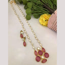 FS Collection Timeless Beauty Crystal Stone And Pearls Long Necklace Set
