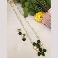 FS Collection Timeless Beauty Crystal Stone And Pearls Long Necklace Set