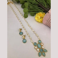 FS Collection Timeless Beauty Crystal Stone And Pearls Long Necklace Set