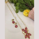 FS Collection Timeless Beauty Crystal Stone And Pearls Long Necklace Set
