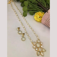 FS Collection Timeless Beauty Crystal Stone And Pearls Long Necklace Set
