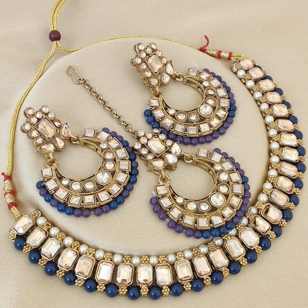 FS Collection  Elegant Beaded Crystal Stone And Beads Necklace Set