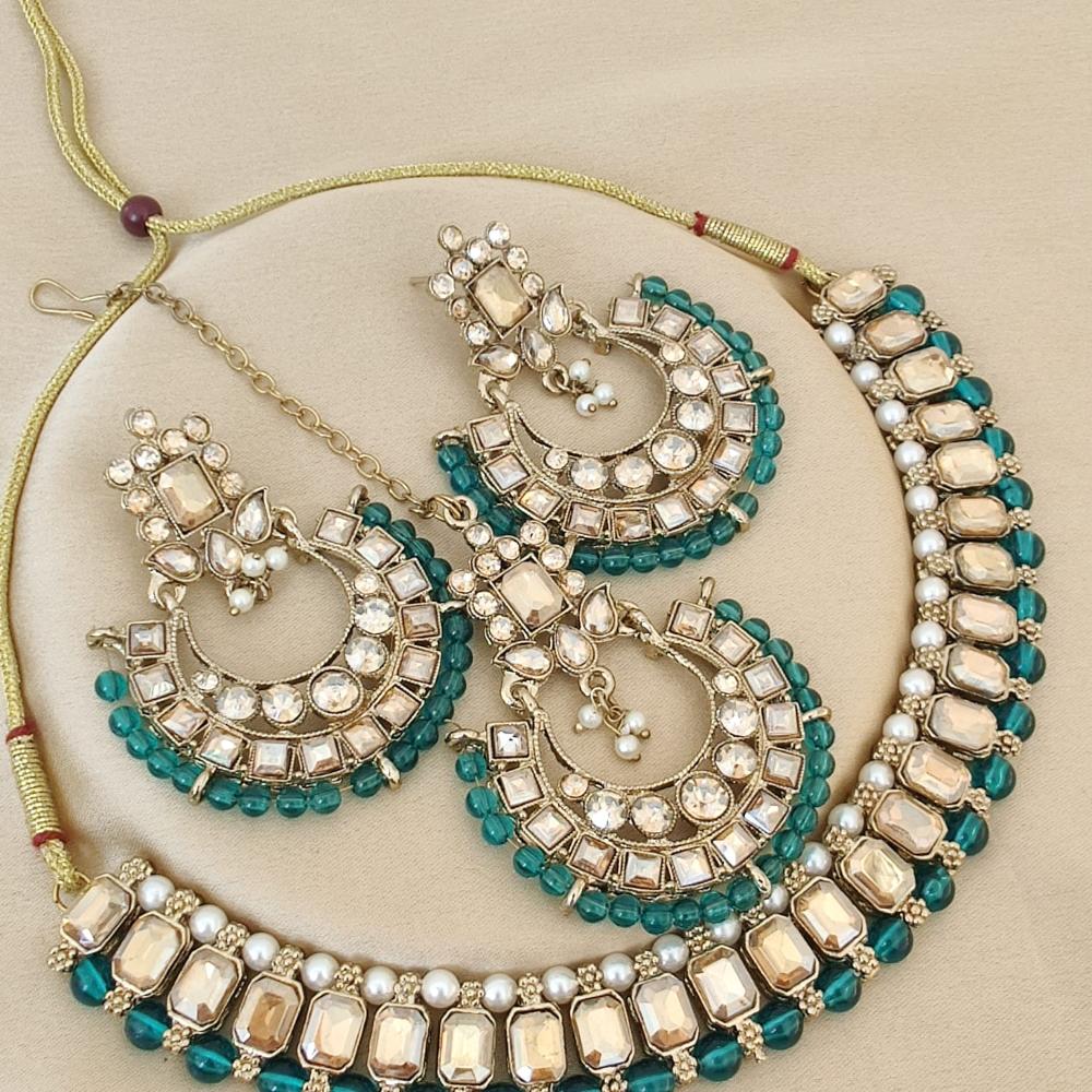 FS Collection  Elegant Beaded Crystal Stone And Beads Necklace Set