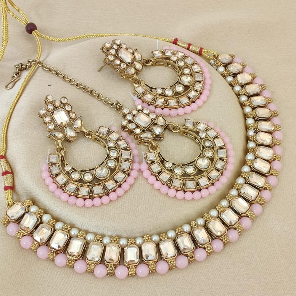 FS Collection  Elegant Beaded Crystal Stone And Beads Necklace Set