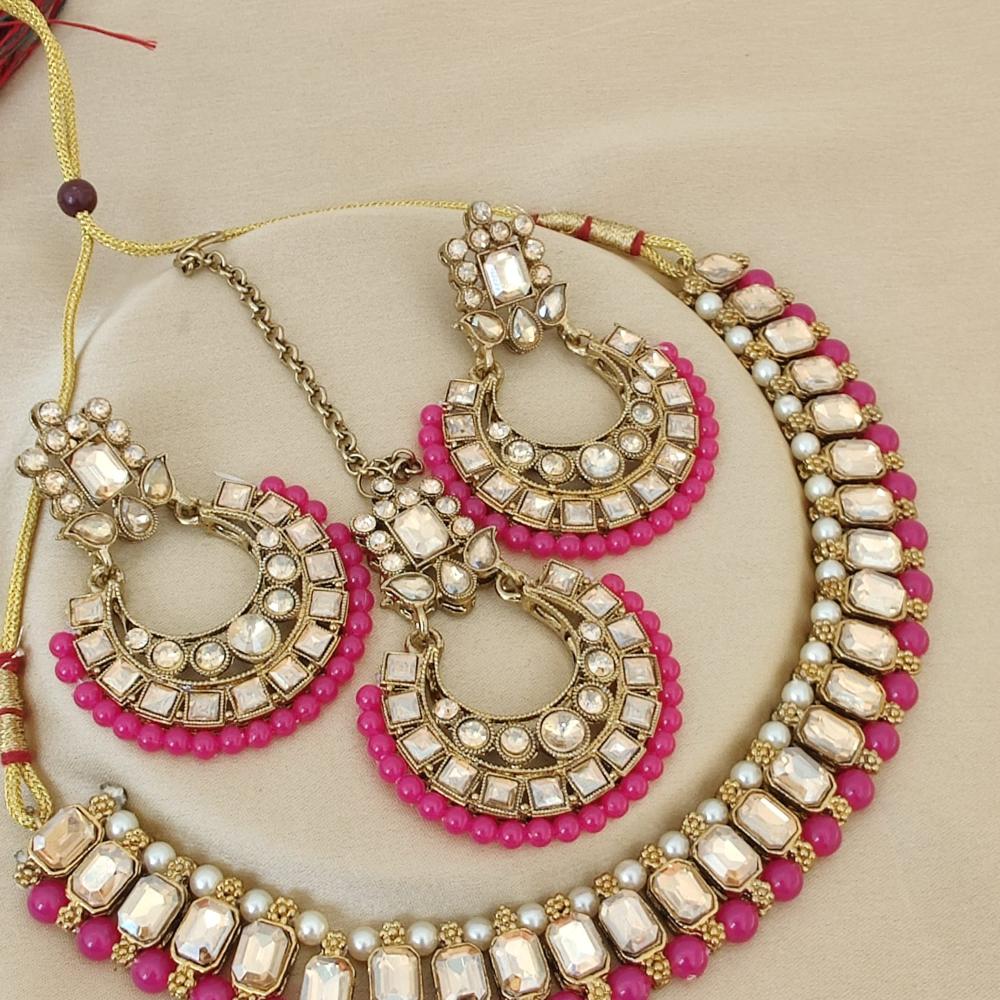 FS Collection  Elegant Beaded Crystal Stone And Beads Necklace Set