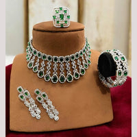 FS Collection Rhodium Tone American Diamond Combo Set