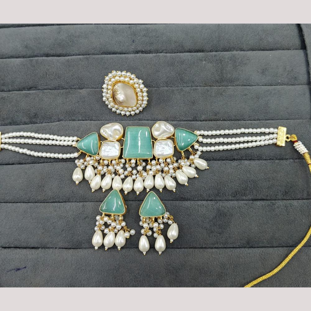 FS Collection Designer Mother of Pearl Beaded Choker Necklace Set