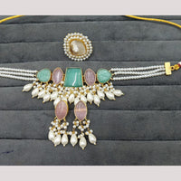 FS Collection Designer Mother of Pearl Beaded Choker Necklace Set