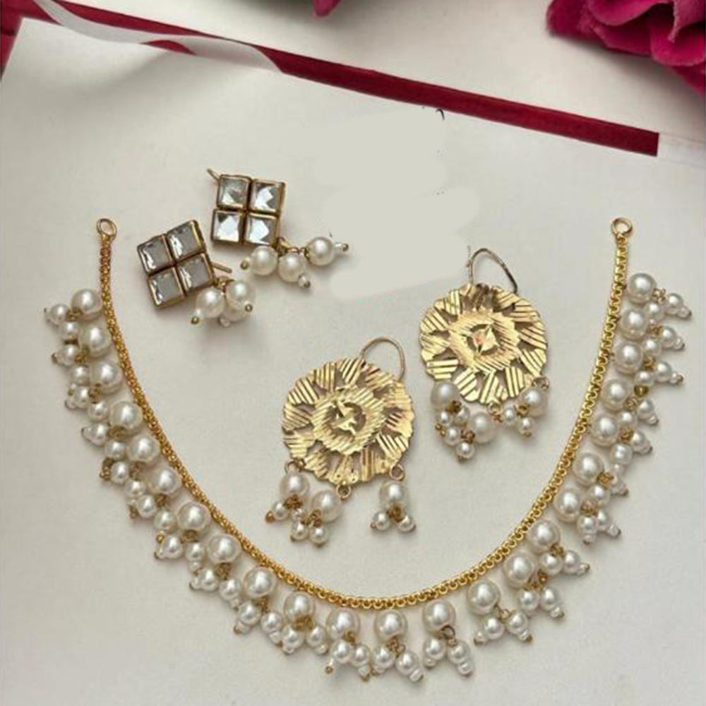 FS Collection Gold Plated  Crystal Stone And Beads Necklace Set