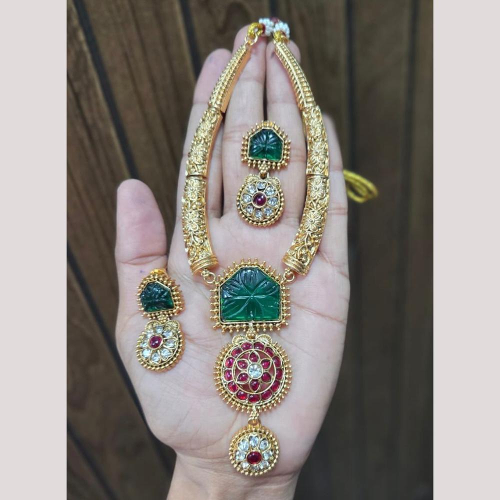 FS Collection Gold Plated Timeless Grace Pota Stone Necklace Set