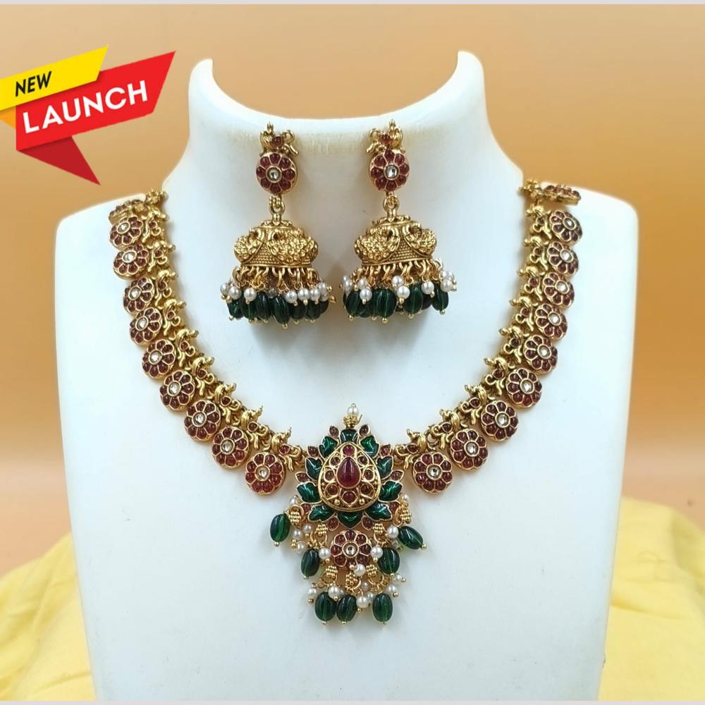 FS Collection Handcrafted Ethnic Pota Stone And Beads Necklace Set