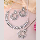 FS Collection rhodium Plated Elegant Beaded Crystal Stone And Beads Necklace Set
