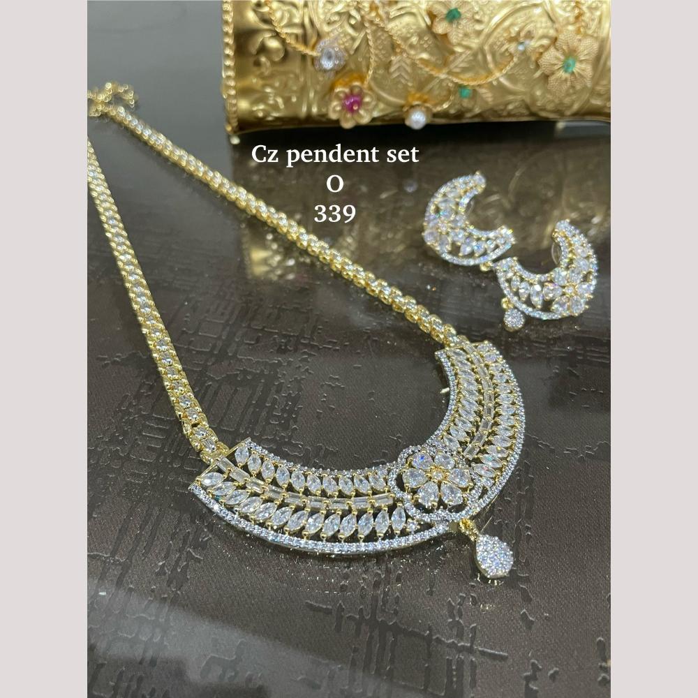 FS Collection Timeless Sparkle Silver Plated American Diamond Necklace Set
