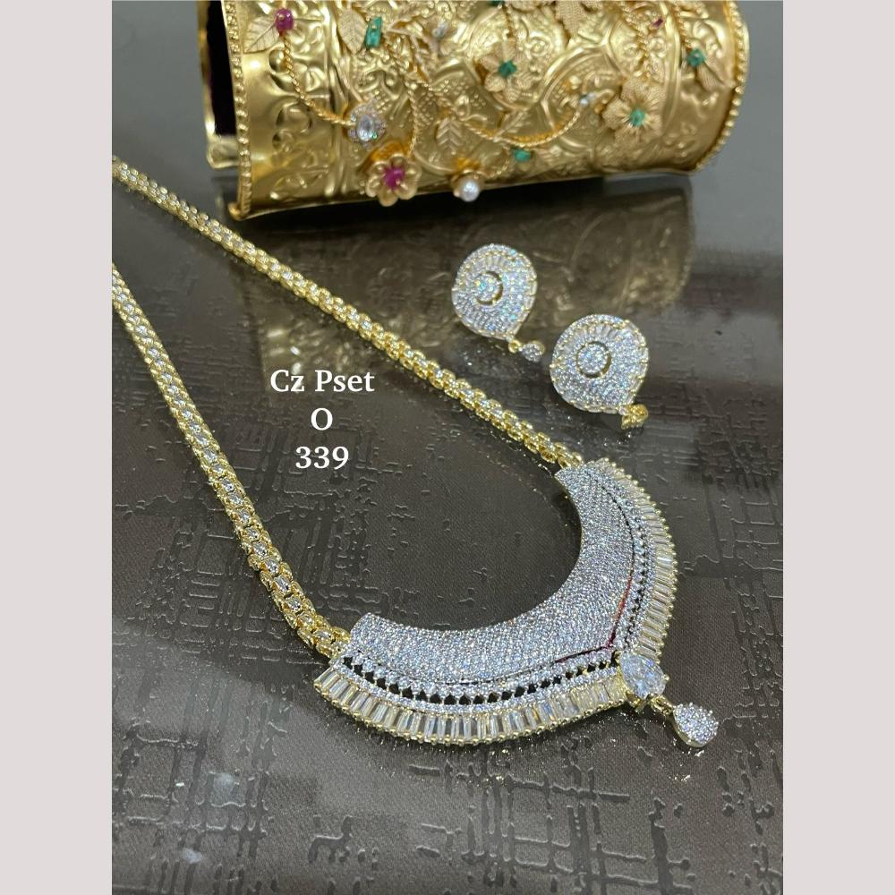 FS Collection Timeless Sparkle Silver Plated American Diamond Necklace Set