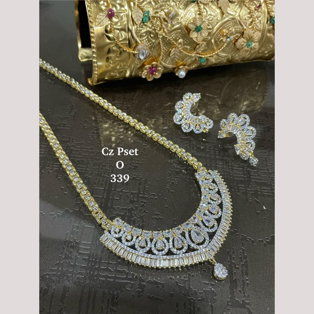 FS Collection Timeless Sparkle Silver Plated American Diamond Necklace Set