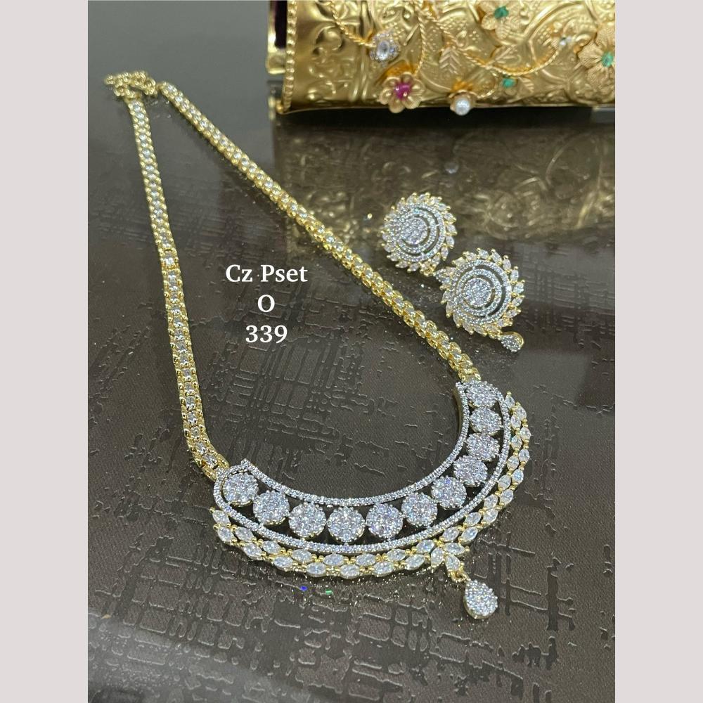 FS Collection Timeless Sparkle Silver Plated American Diamond Necklace Set