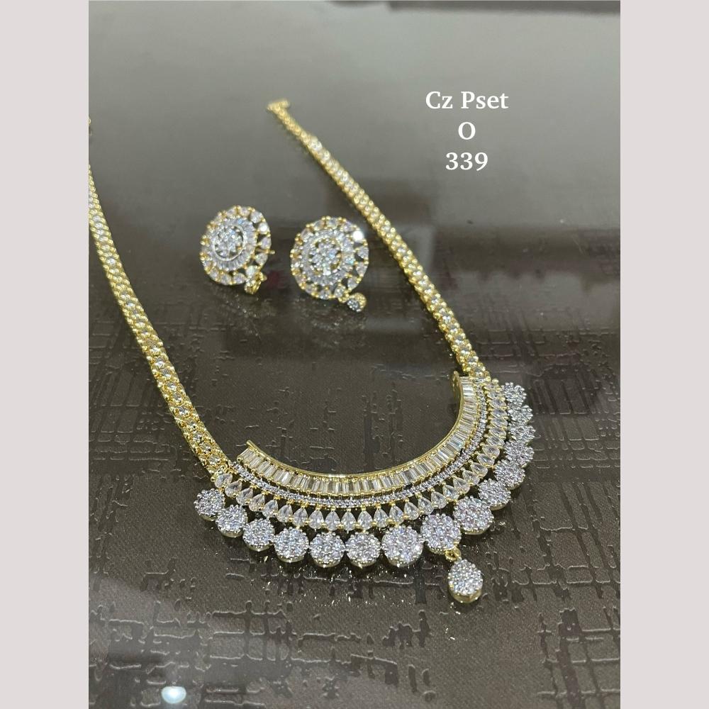 FS Collection Timeless Sparkle Silver Plated American Diamond Necklace Set