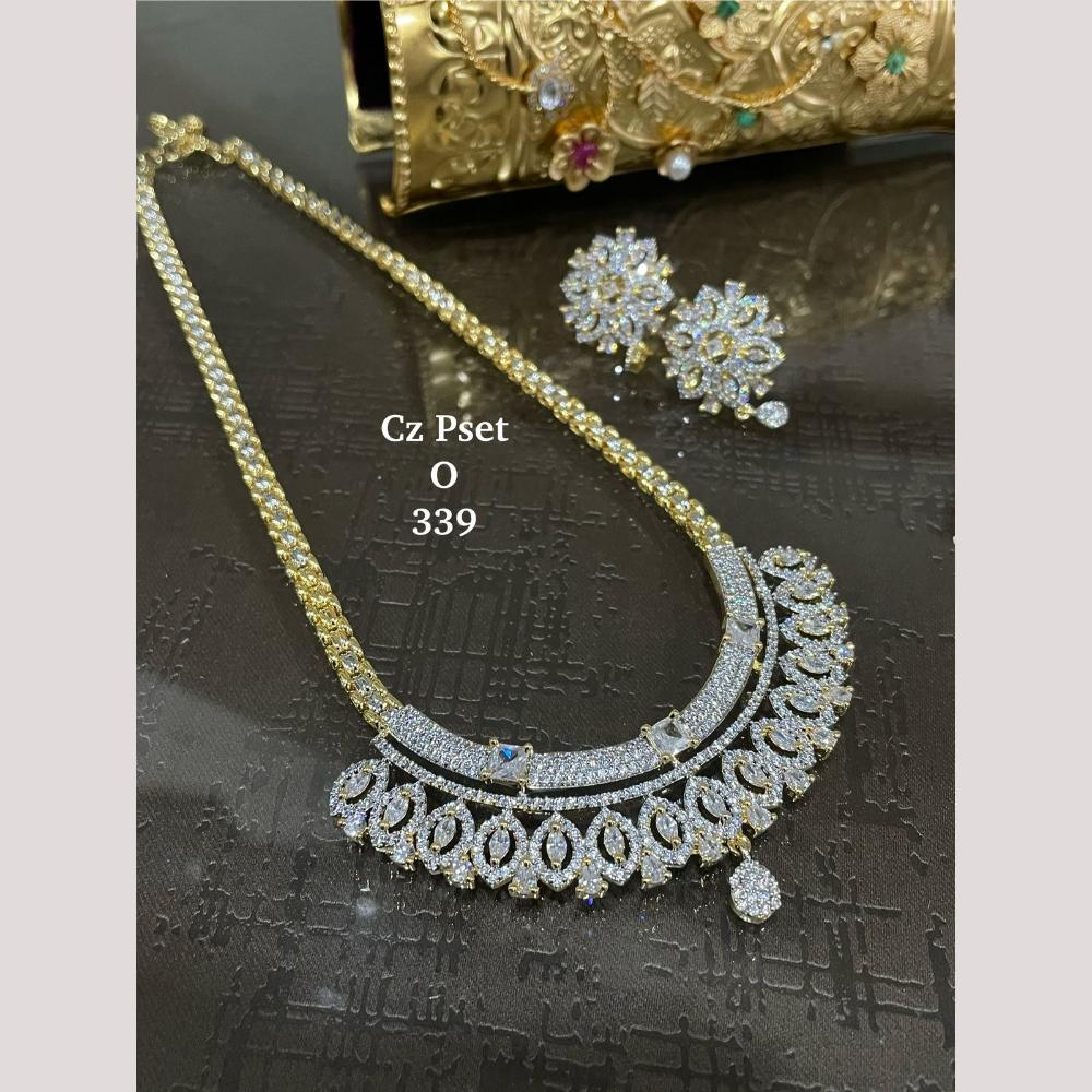 FS Collection Timeless Sparkle Silver Plated American Diamond Necklace Set