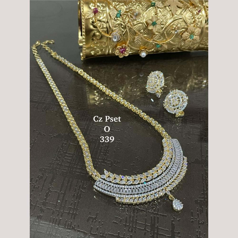 FS Collection Timeless Sparkle Silver Plated American Diamond Necklace Set