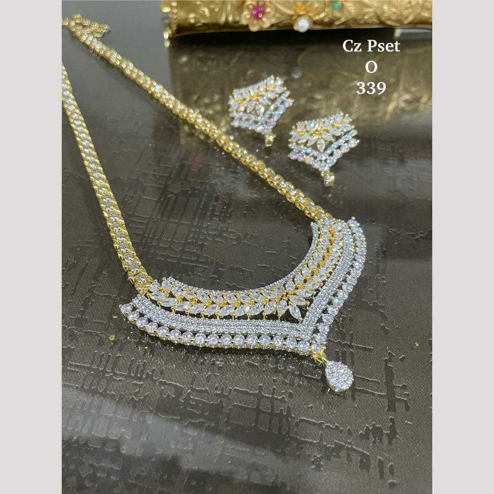FS Collection Timeless Sparkle Silver Plated American Diamond Necklace Set