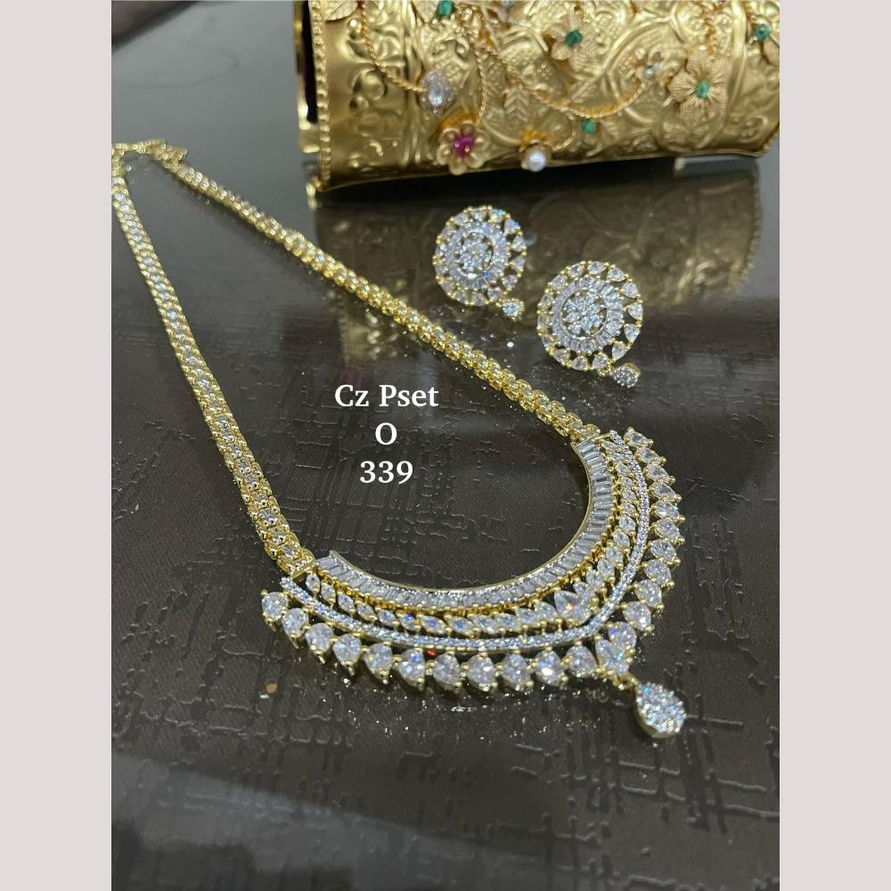FS Collection Timeless Sparkle Silver Plated American Diamond Necklace Set