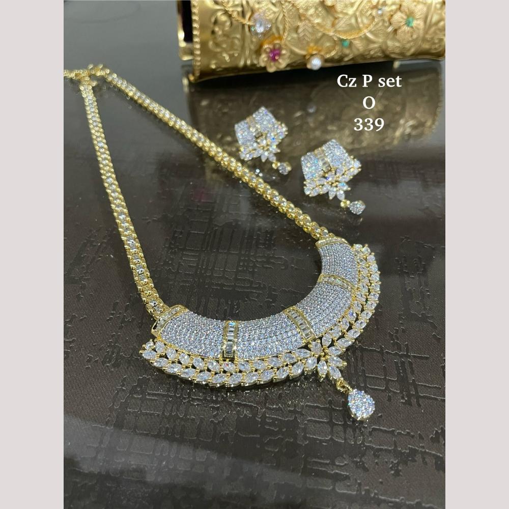 FS Collection Timeless Sparkle Silver Plated American Diamond Necklace Set