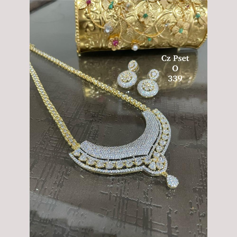 FS Collection Timeless Sparkle Silver Plated American Diamond Necklace Set