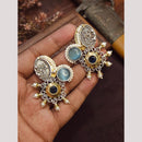 FS Collection Oxidised Plated Pota Stone And Pearl Dangler Earrings