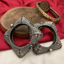 FS Collection Elegant Ethnic Oxidised Plated Pota Stone Openable Bangle Set