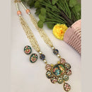 FS Collection Regal Rituals Pearl Necklace with Temple And Meenakari Elegance