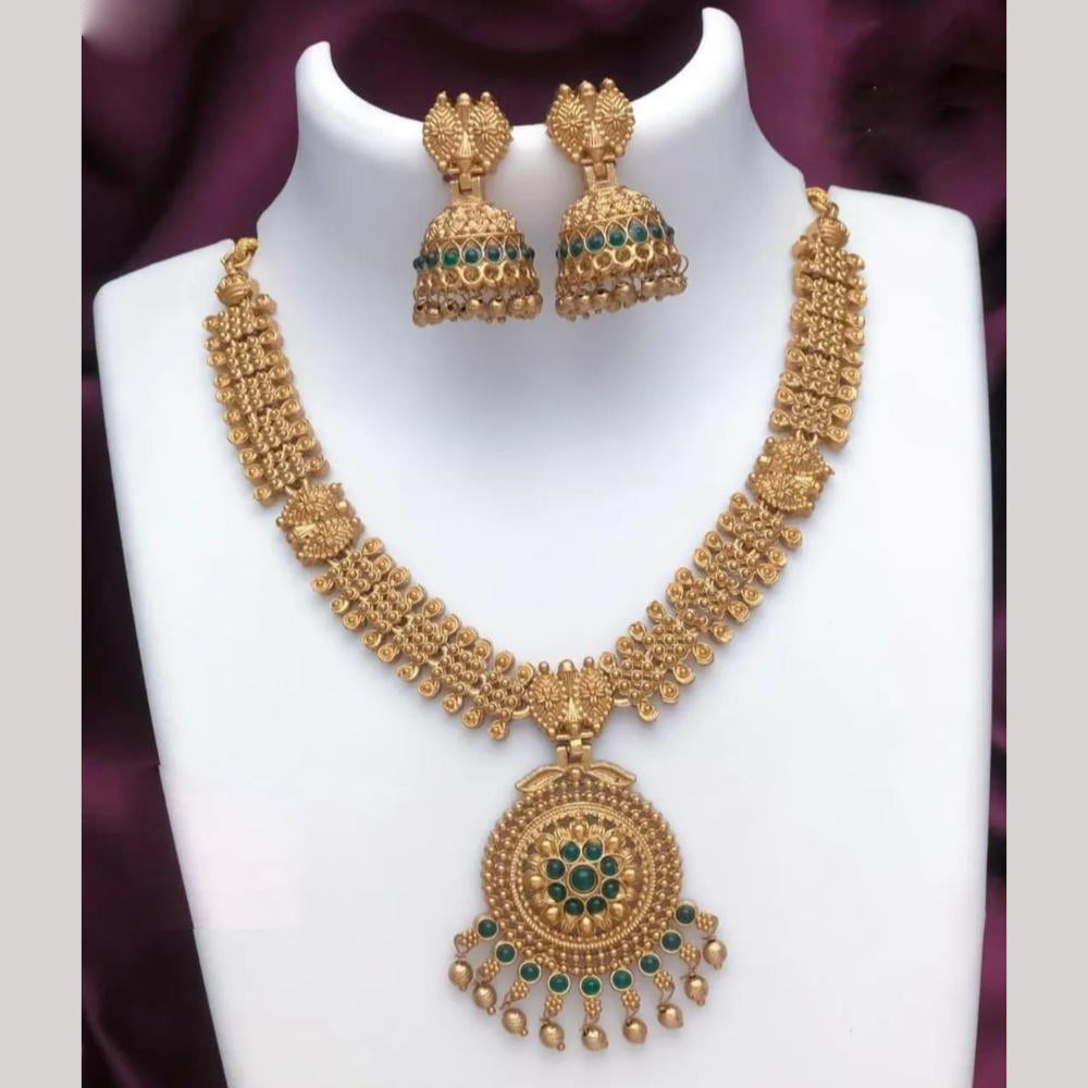 FS Collection Gold Plated Timeless Grace Pota Stone Necklace Set