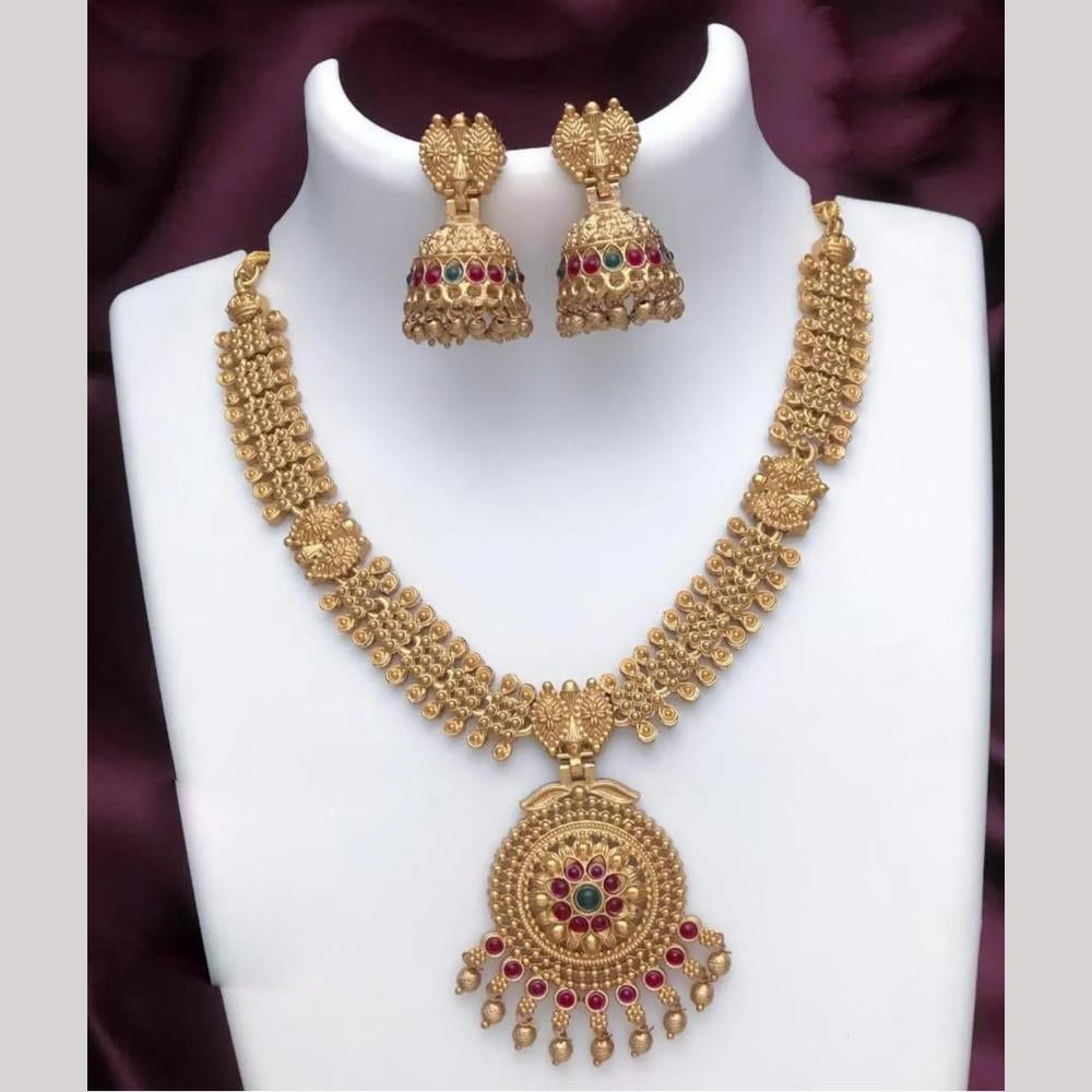 FS Collection Gold Plated Timeless Grace Pota Stone Necklace Set