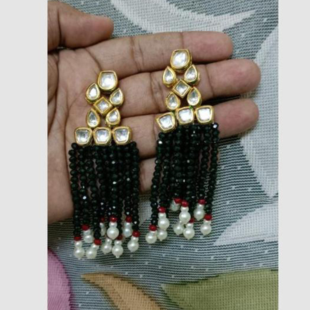FS Collection Elegant Kundan And Pearl Dangler Earrings Set