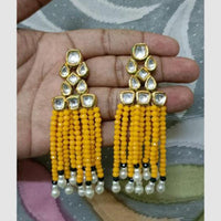 FS Collection Elegant Kundan And Pearl Dangler Earrings Set