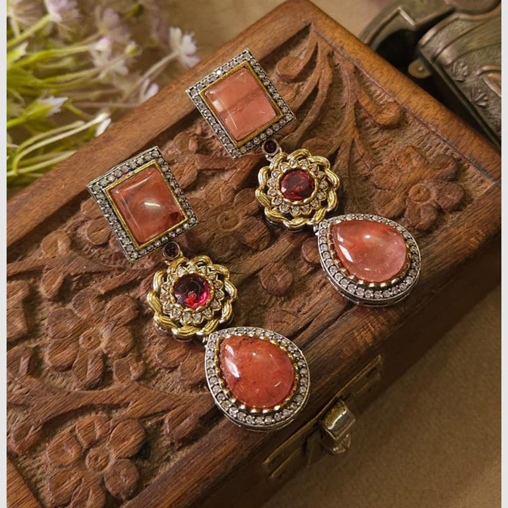 FS Collection Glamorous Pota Stone and Austrian Stone Dangler Earrings