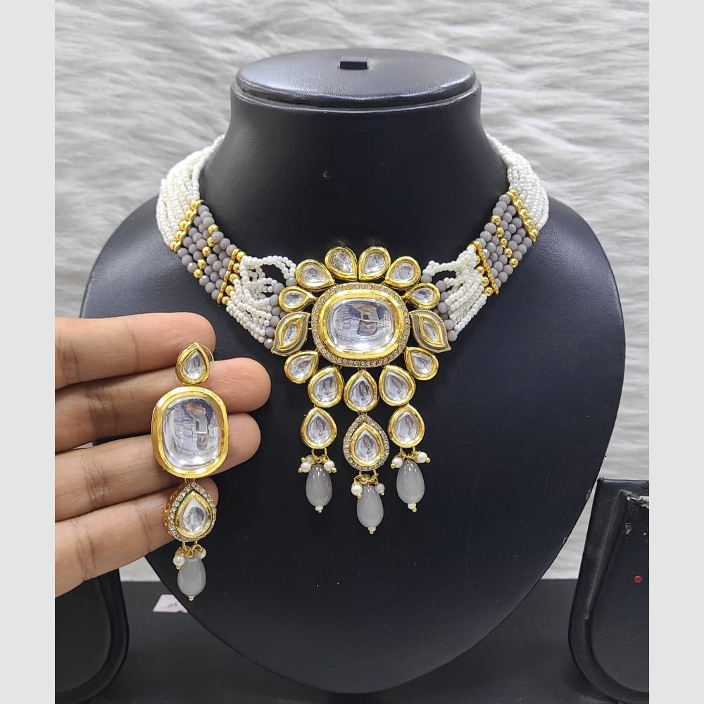 FS Collection Traditional Kundan Pearl And Beads Choker Necklace Set