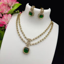 FS Collection Glamorous Pota And Austrian Stone Double Layer Necklace Set
