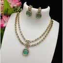 FS Collection Glamorous Pota And Austrian Stone Double Layer Necklace Set