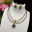 FS Collection Glamorous Pota And Austrian Stone Double Layer Necklace Set