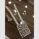 FS Collection Royal Kundan Stone And Multi Layer Pearl Long Necklace Set