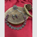 FS Collection Stylish Oxidised Finish Pota Stone Necklace Set