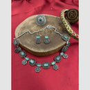 FS Collection Stylish Oxidised Finish Pota Stone Necklace Set