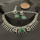 FS Collection Stylish Oxidised Finish Pota Stone Necklace Set