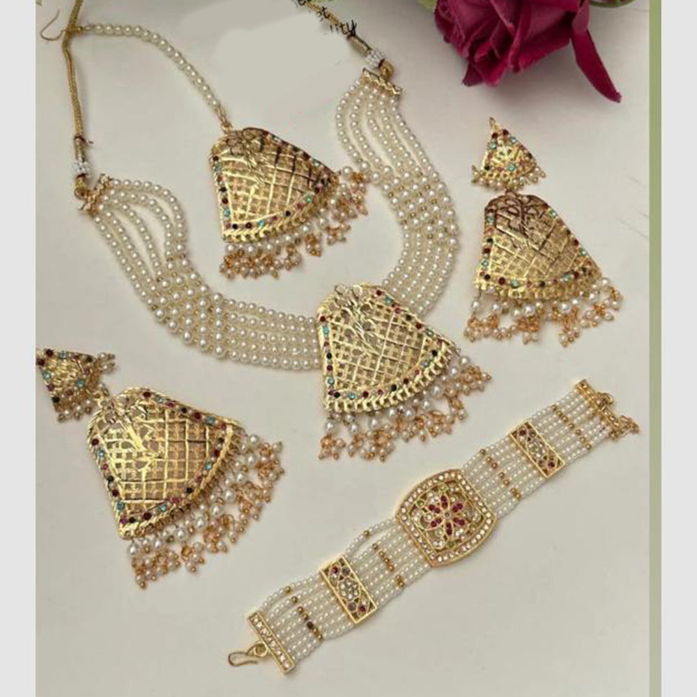 FS Collection Royal Austrian Stone And Pearl Jewellery Combo Set