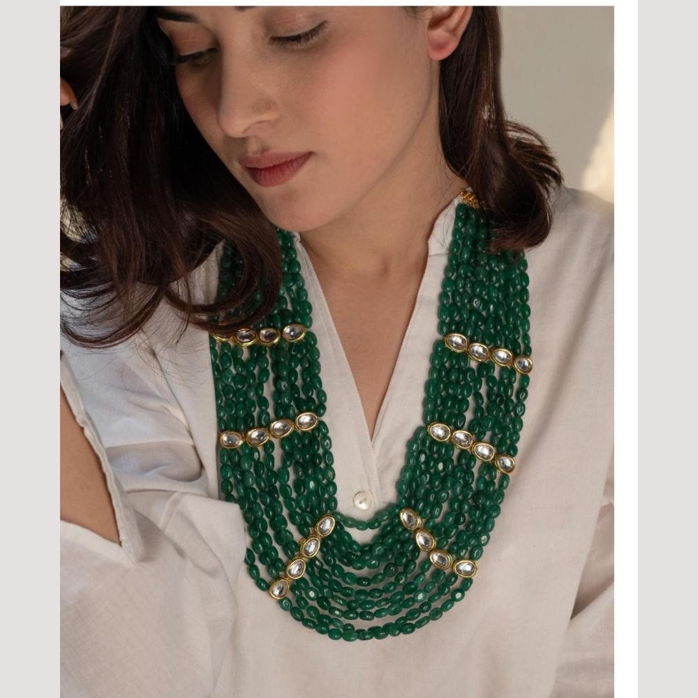 FS Collection Kundan Multi Layer beaded Necklace set